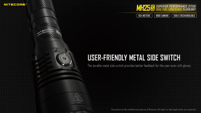 {MPower} Nitecore MH25S USB 充電 1800 流明 LED Flashlight 電筒 - 原裝行貨