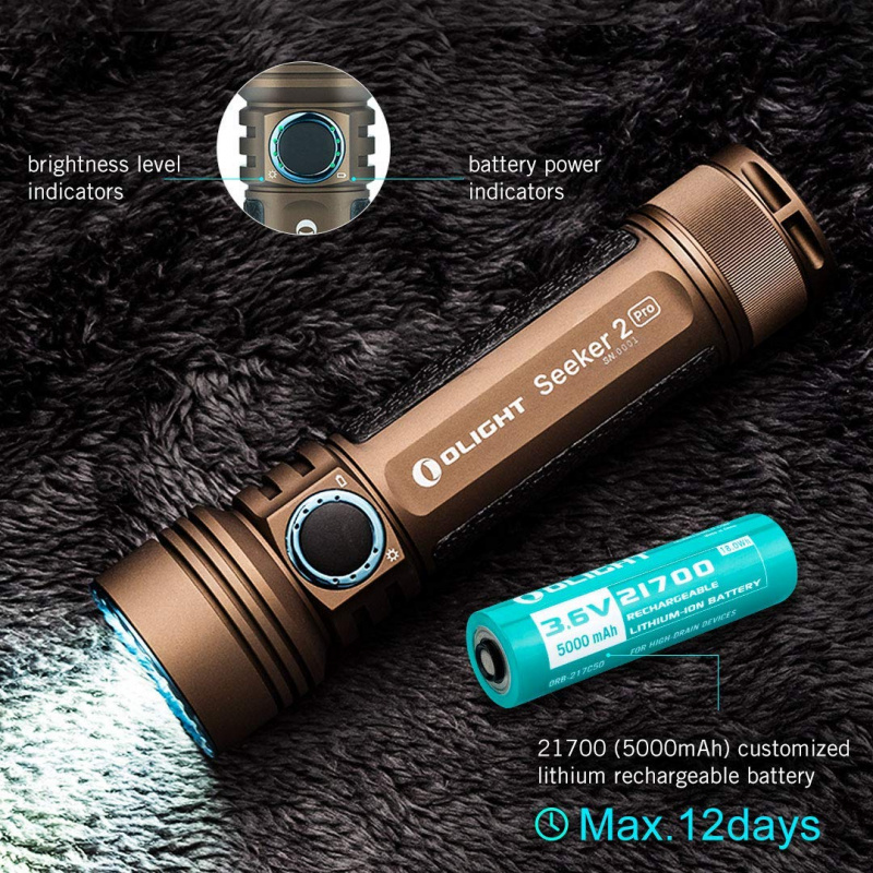 OLIGHT Seeker 2 Pro 3200lm USB充 LED 21700 電筒 沙漠色