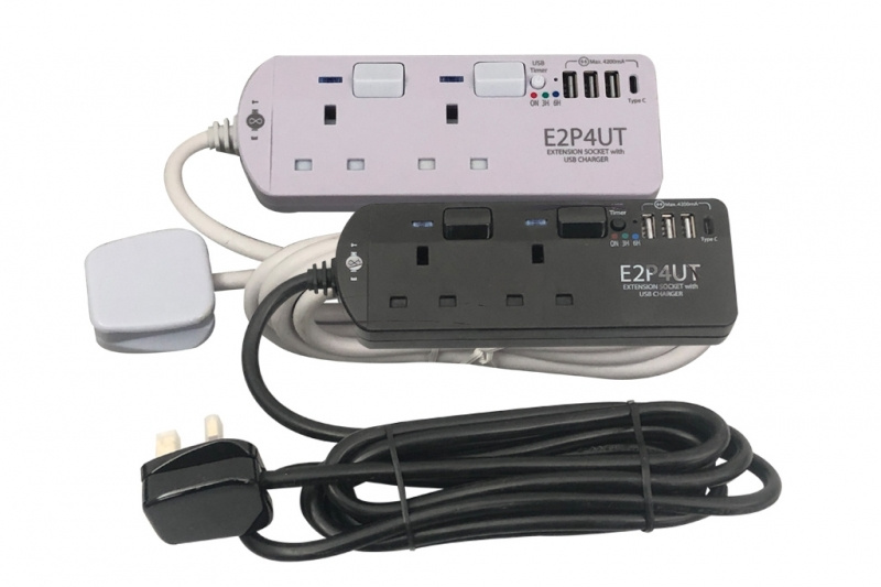 E2P4UT - 2位拖板連時間設定USB充電器