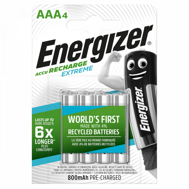 Energizer 勁量 AAA 充電池 800mAh NH12EBP4 4粒裝 Made in Japan