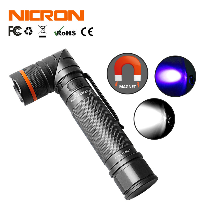 Nicron B75 白 + UV 磁吸 角燈 工作燈 Type-C 充電 電筒