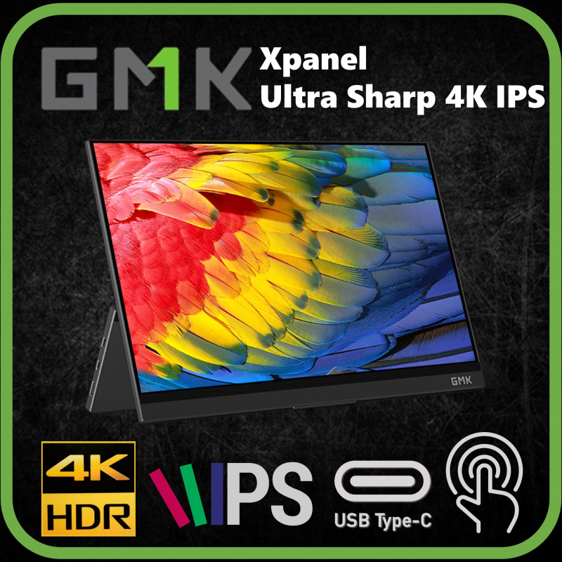 GMK Xpanel - 14吋 4K UHD 觸控便攜式螢幕 100% sRGB HDR Dual Type-C + Mini HDMI - 黑色