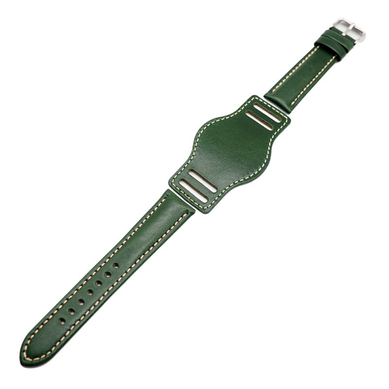 20mm 綠色牛皮底托錶帶
