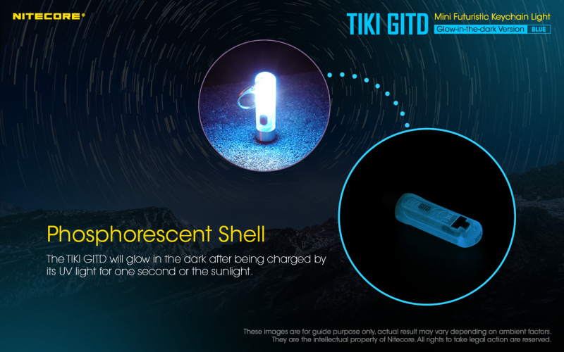 NITECORE TIKI GITD 藍夜光 螢光 USB充電 多用途鑰匙燈 鎖匙扣 電筒