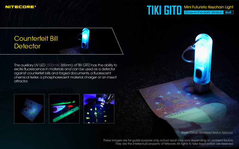 NITECORE TIKI GITD 藍夜光 螢光 USB充電 多用途鑰匙燈 鎖匙扣 電筒