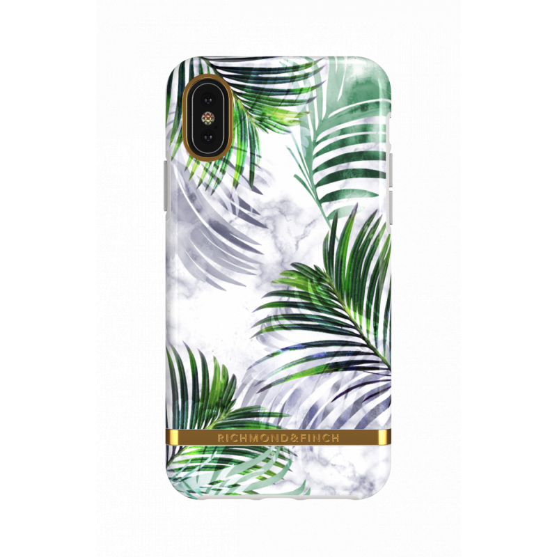 Richmond & Finch iPhone X/XS Case白石雨林 - WHITE MARBLE TROPICS - GOLD DETAILS ( IPX-604 )
