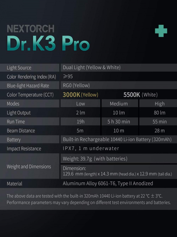 Nextorch Dr.K3 Pro 暖白+冷白 Type-C充電 筆型 電筒