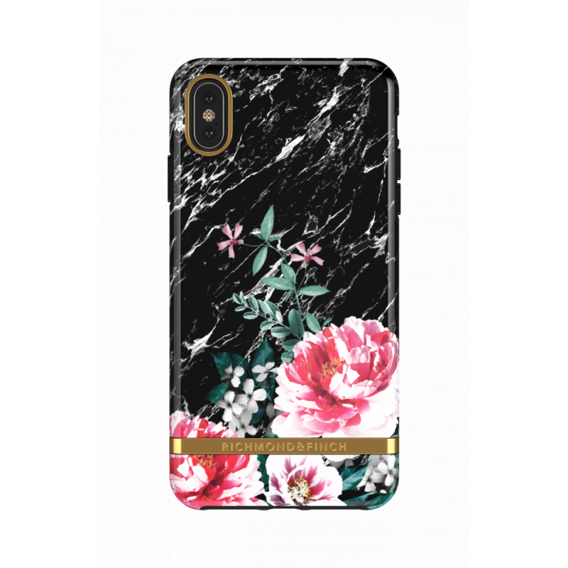 Richmond & Finch iPhone XS Max Case黑理石花 - BLACK MARBLE FLORAL - GOLD DETAILS ( IP65-603 )