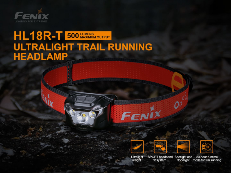Fenix HL18R-T 500lm 聚焦+泛光 USB/AAA 頭燈