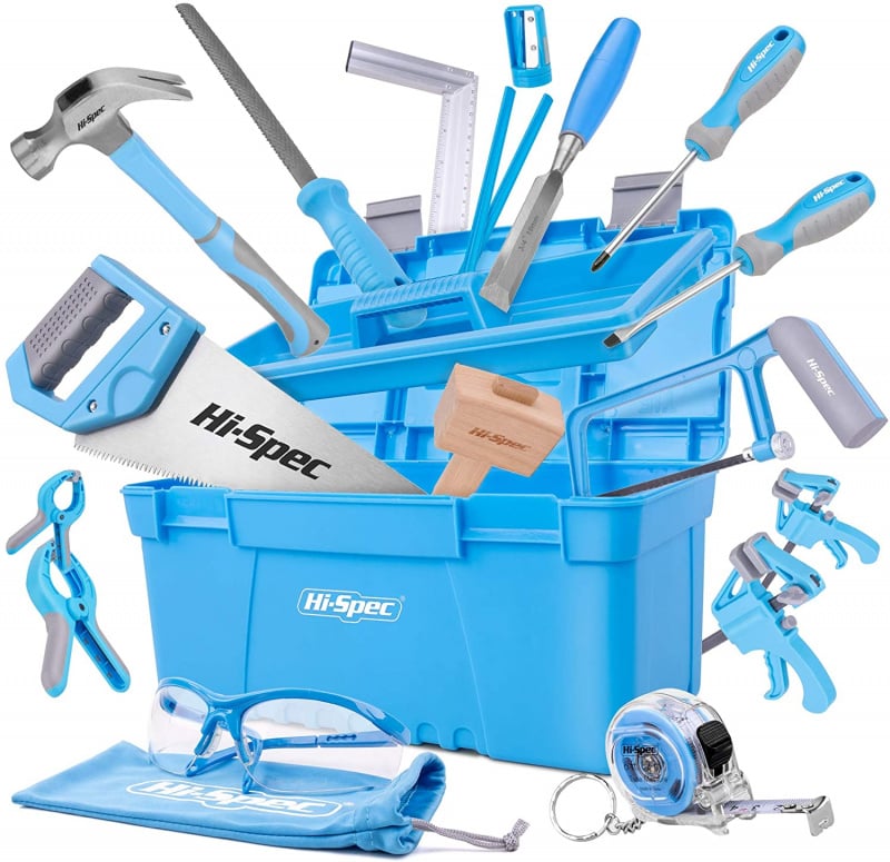 Hi-Spec 25 Piece Beginner Blue Tool Set with Tool Box