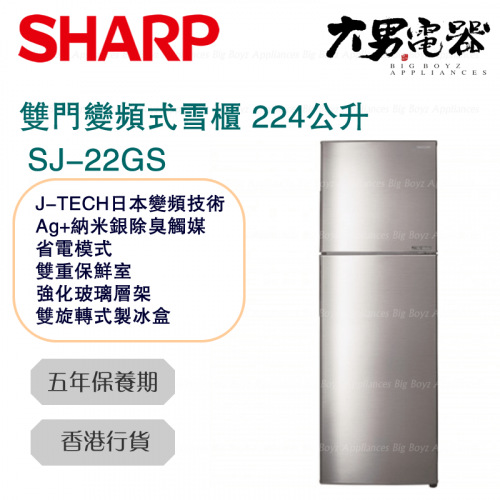 聲寶 Sharp SJ-22GS 224公升 雙門變頻式雪櫃