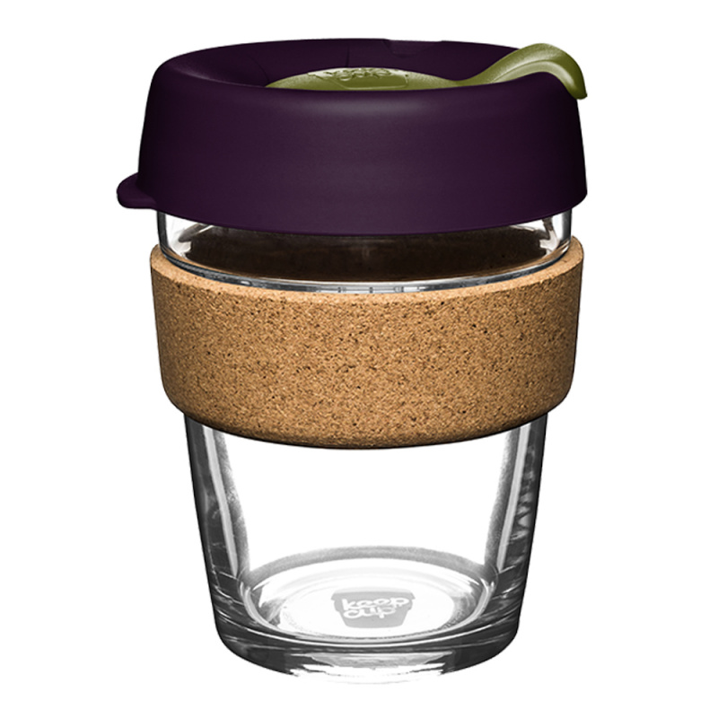 KeepCup Brew Cork 水松木鋼化玻璃外帶杯 M/12oz/340ml - 開心果紫
