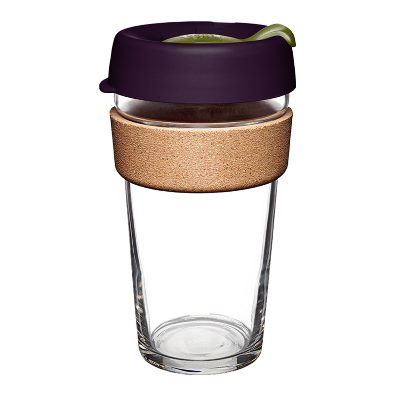 KeepCup Brew Cork 水松木鋼化玻璃外帶杯 L/16oz/454ml - 開心果紫