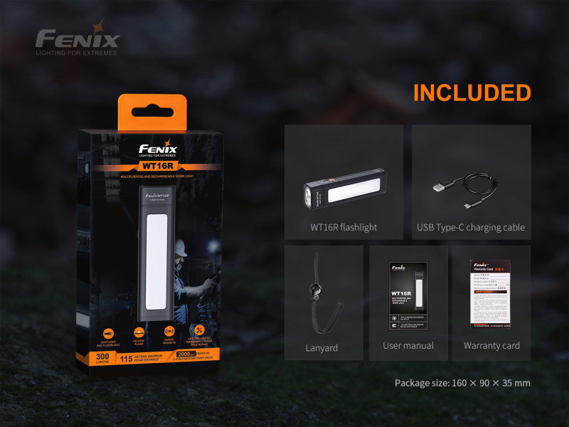 Fenix WT16R Type-C充電 泛光 + 黃閃警示燈 工作燈