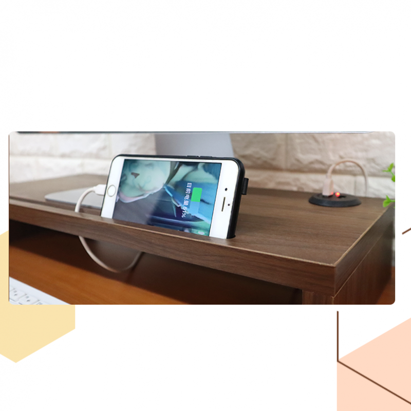 Hareody - QI無線充電實木顯示器增高架/電腦屏幕支架/鍵盤滑鼠收納架 2*USB充電  QI Wireless Charging Screen Stand w/2*USB