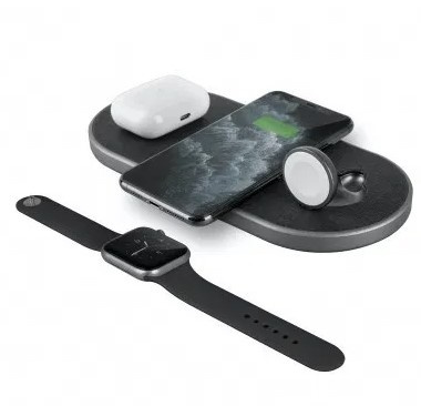 UNIQ Aereo Plus 3-in-1 Dual Fast Wireless Charging Pad with Apple Watch Charger