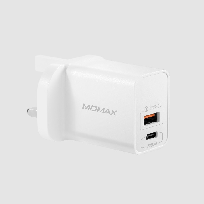 MOMAX ONEPlug 雙USB Type C + QCD3.0 USB 快速充電器 英規 UM13【香港行貨保養】