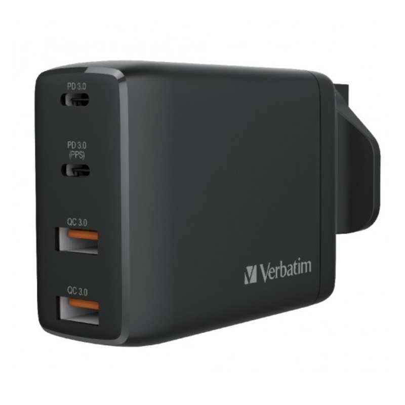 Verbatim 100W 4 Ports 雙PD3.0 & 雙QC 3.0 GaN 牆充電器[充電器 電池]【香港行貨保養】