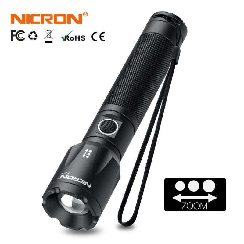 Nicron F81 ZOOM 1000lm Type-C 18650 充電 變焦 電筒