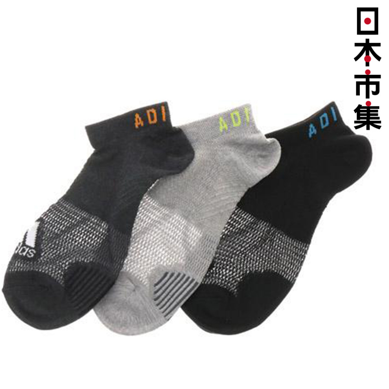 日版Adidas 3對裝運動船襪 腳腕後英文腳背Logo 24~26cm (775)【市集世界 - 日本市集】