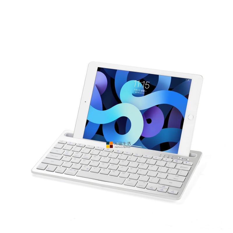 RK908便攜式藍牙無線鍵盤–銀白色
