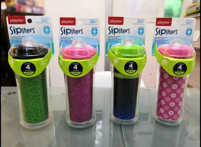 Playtex Sipsters Stage 4 防溢、防漏、防破裂隔熱運動吸嘴吸管杯 - 12安士 (約 350.2 毫升) - 1 入(款式隨機發貨)