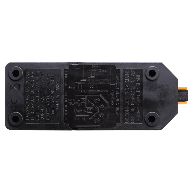 英國Masterplug - Permaplug 擴展插座 2位13A 堅固耐用 橙/黑2色可選 ELS132O ELS132B  需自行接電線