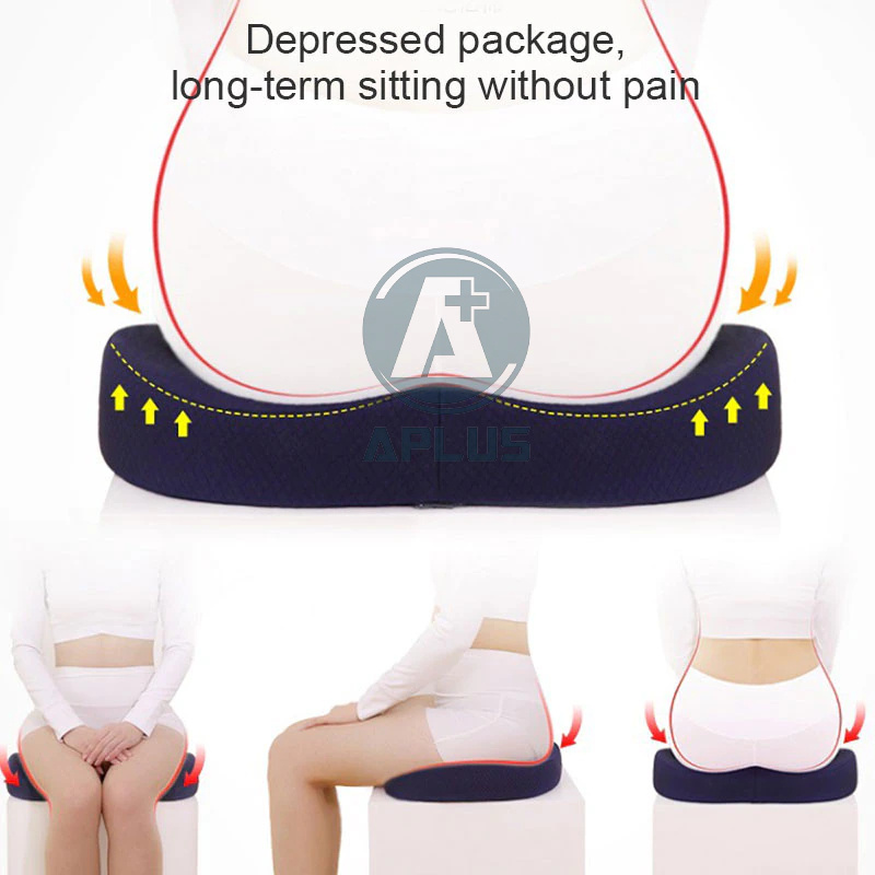 APLUS - 記憶棉坐墊枕 舒緩坐骨神經痛|尾龍骨|腰背酸痛|矯正坐姿|避免駝背