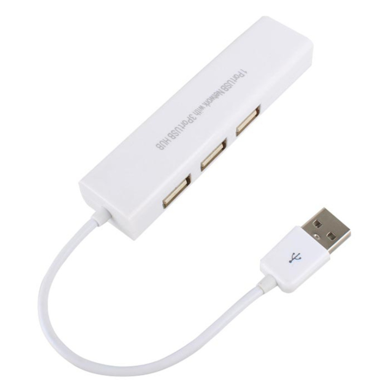 Elife 即插即用USB轉RJ45網卡轉換器/三個2.0hub （白色，1個）