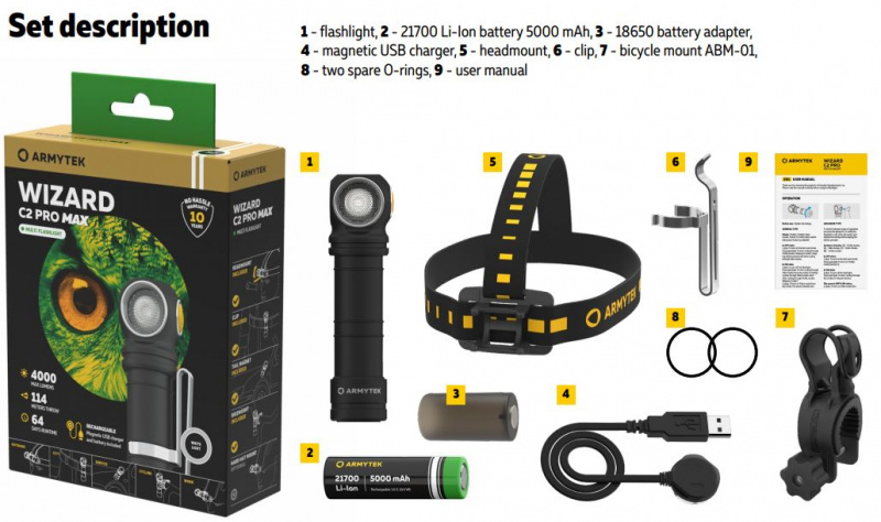 Armytek Wizard C2 Pro MAX 磁吸 USB充電 頭燈 / 工作燈