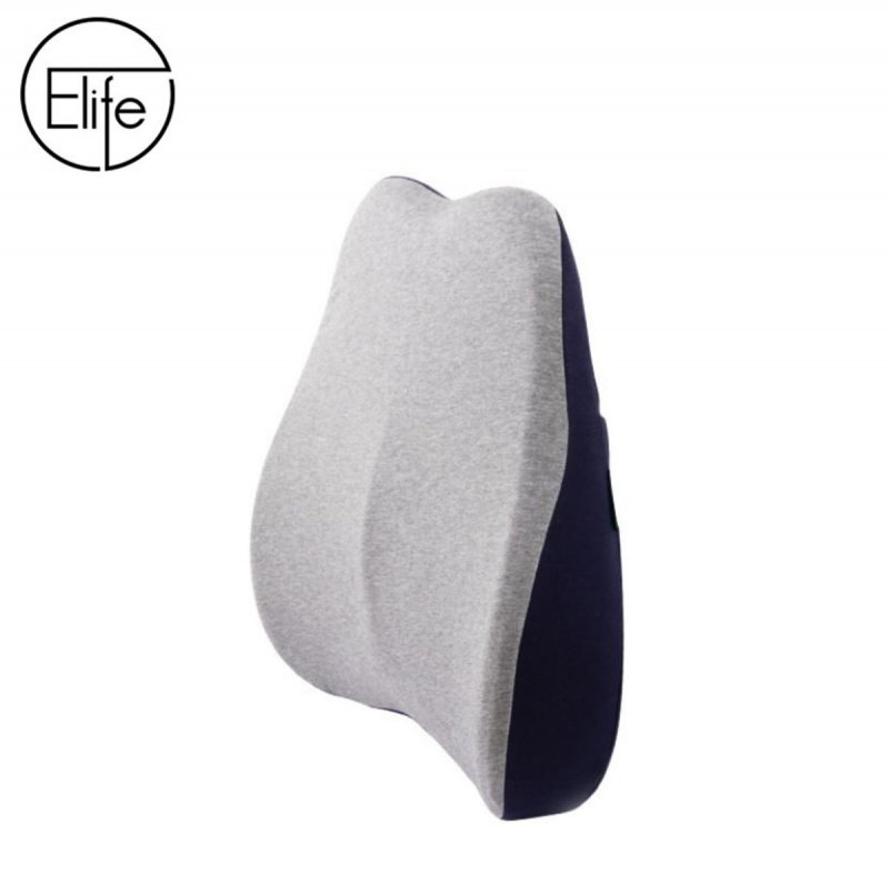 Elife 3D 記憶棉椅背腰墊/符合人體學/汽車座椅/辦公室/電腦椅靠背枕 (深藍，1件)