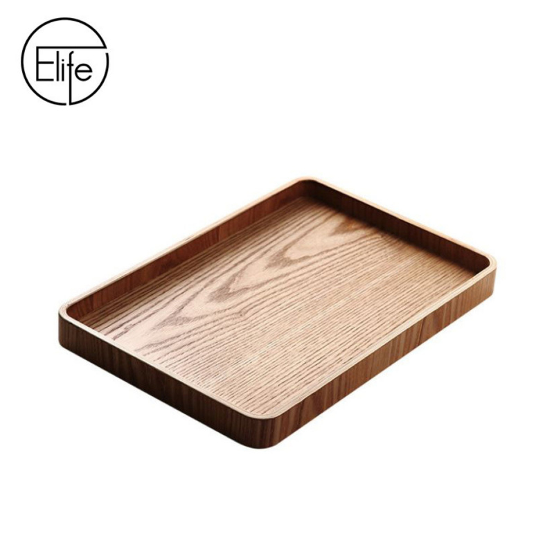 Elife 水曲柳木圓木托盤/木托盤/茶盤/天然木餐盤（小方形, 1塊）