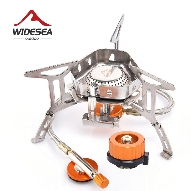 Widesea 露營戶外分體式防風煮食氣爐配兩用轉接頭(高山氣"扁氣罐"+家用GAS"長氣罐"適用)