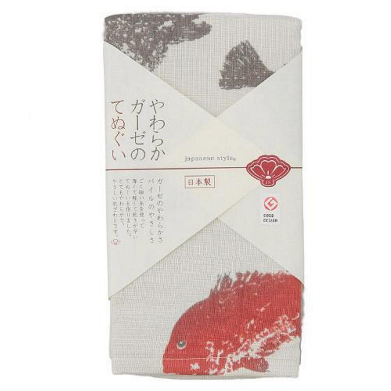 日本Js 古日風 日本製 米底魚 魚拓長方巾 (440)【市集世界 - 日本市集】