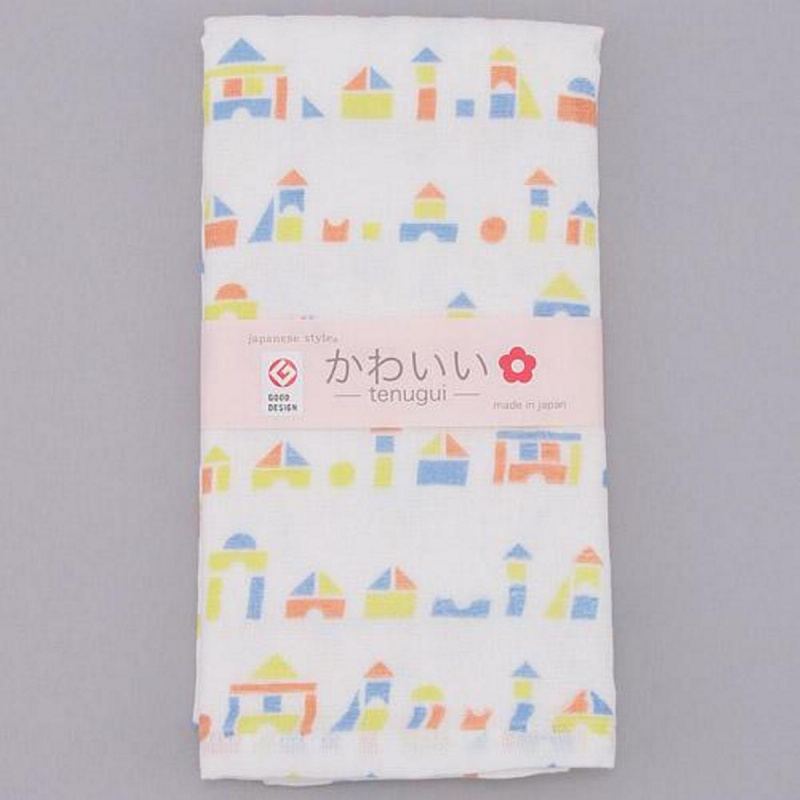 日本Js 可愛調 日本製 白底樍木城堡長毛巾 (668)【市集世界 - 日本市集】