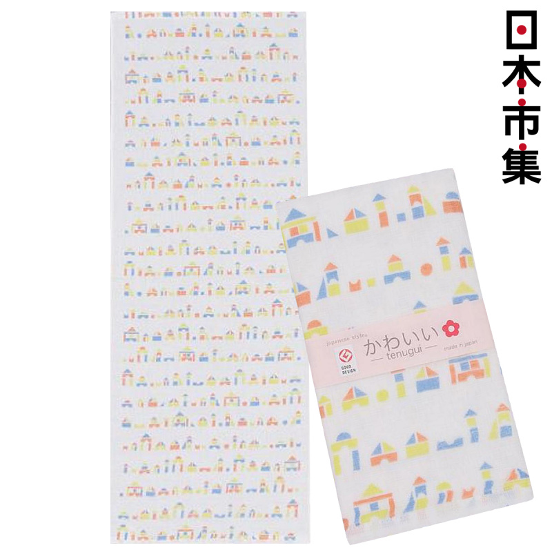 日本Js 可愛調 日本製 白底樍木城堡長毛巾 (668)【市集世界 - 日本市集】