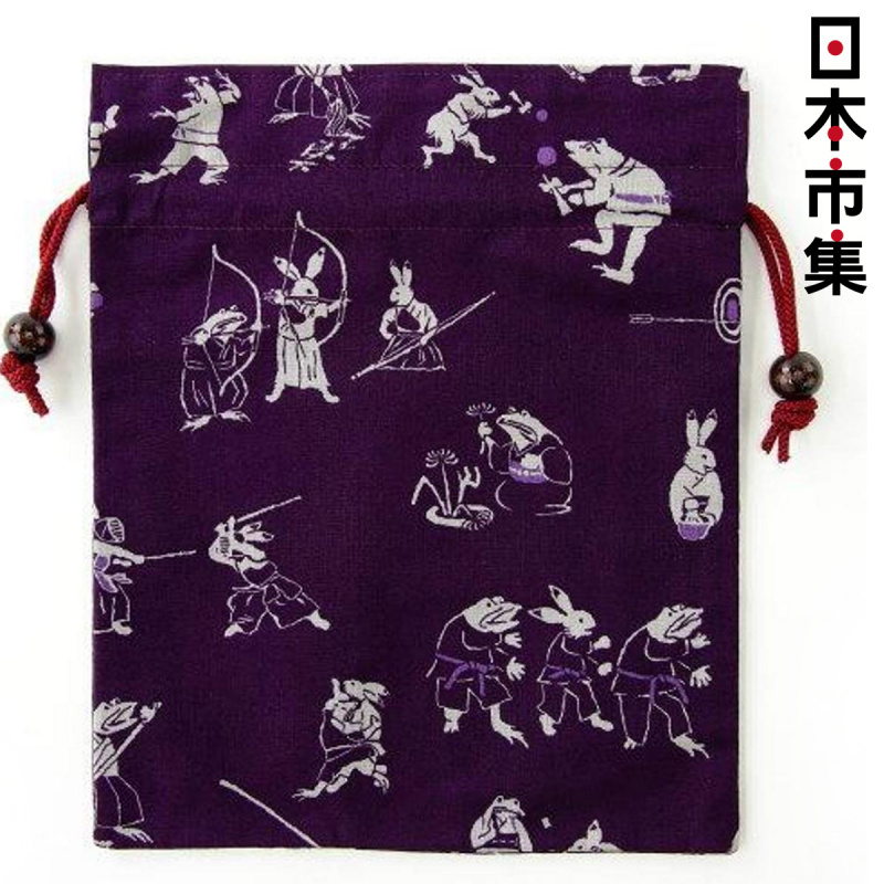 日本 匠佑 日本製 兔仔青蛙劍道弓箭 紫色 便攜索繩袋【市集世界 - 日本市集】