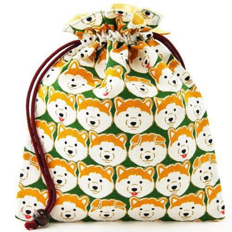 日本 匠佑 日本製 柴犬樣 綠色 便攜索繩袋【市集世界 - 日本市集】