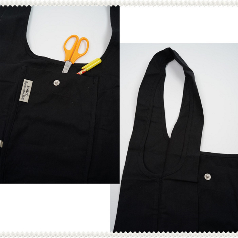 日本Switch 有機棉 淨黑色 百變收納環保購物袋 (822)【市集世界 - 日本市集】