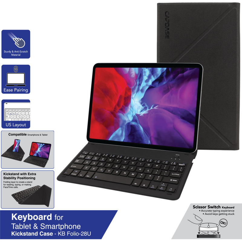 Capdase keyboard for Tablet and smartphone kickstand case kb Folio-28u