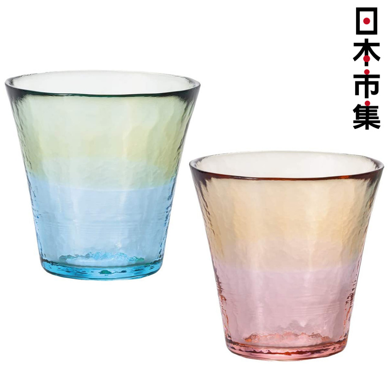 日本Aderia 水晶漸變 清酒玻璃杯 紅藍一對 禮盒裝【市集世界 - 日本市集】