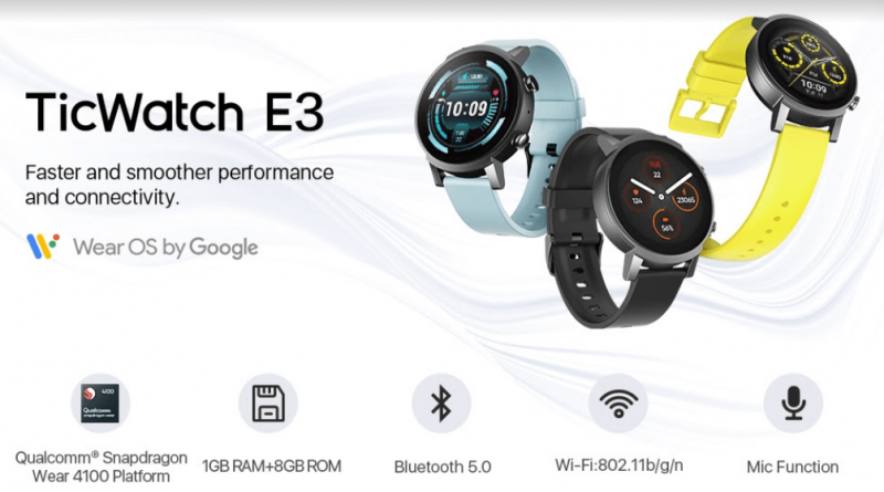 TicWatch E3 GPS Wear OS By Google手錶