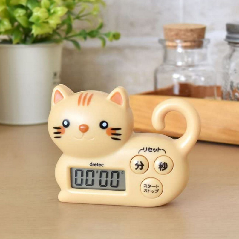 日本 貓雜貨 Dretec 貓仔造型 棕色 廚房烹調計時器 (382)【市集世界 - 日本市集】