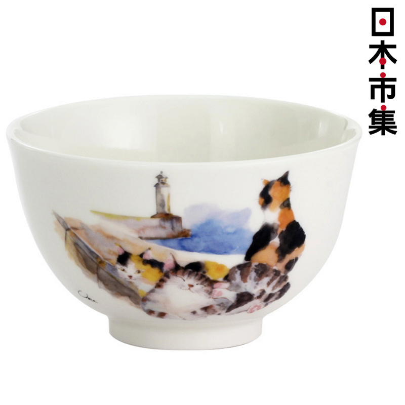 日本 貓雜貨 島貓系列 日本製瓷碗 日光浴貓 (502)【市集世界 - 日本市集】