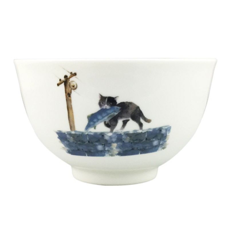 日本 貓雜貨 島貓系列 日本製瓷碗 日光浴貓 (502)【市集世界 - 日本市集】