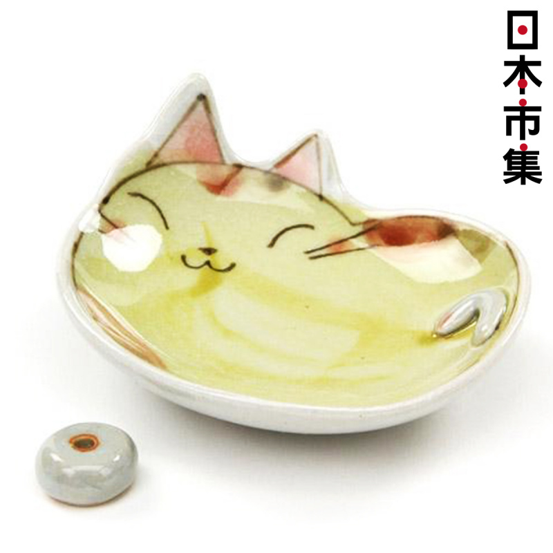 日本 貓雜貨 錢山商店 手繪貓咪 日本製 啡色線香盤 (864)【市集世界 - 日本市集】