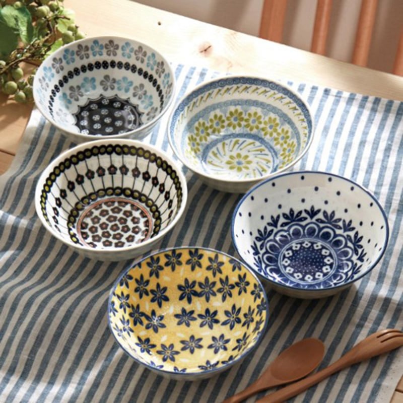 日本Table Talk Presents 波蘭風格 日本製 5件瓷餐碗 禮盒 禮盒套裝 (979)【市集世界 - 日本市集】