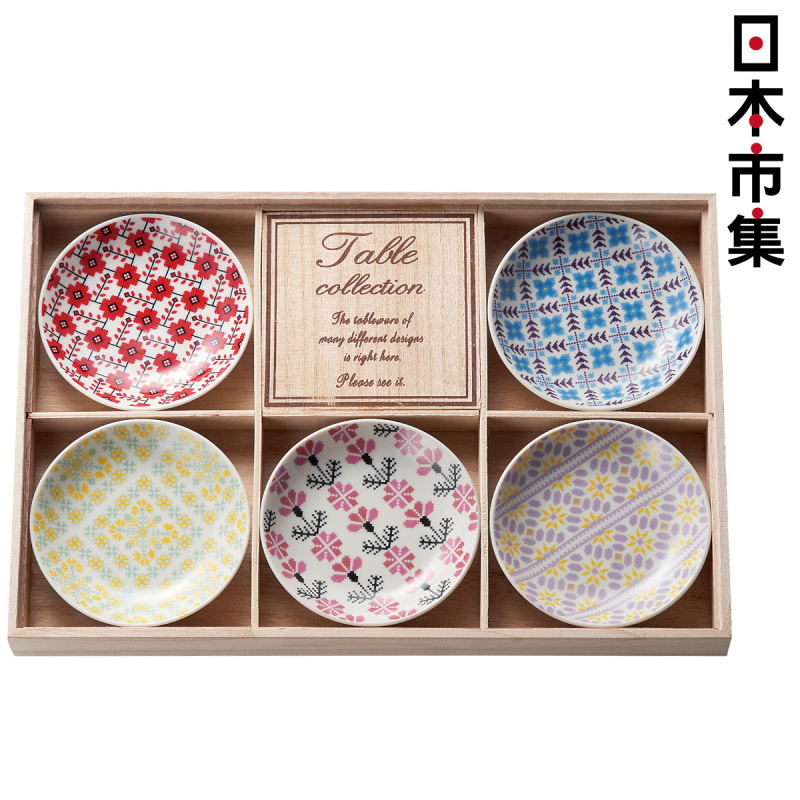 日本 小倉陶器 紡織布藝系 日本製 5件瓷碟 禮盒套裝【市集世界 - 日本市集】