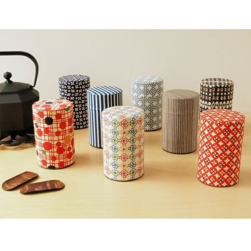 日本 傳統和紙 日本製 紅藍圓點 防潮茶葉罐【市集世界 - 日本市集】