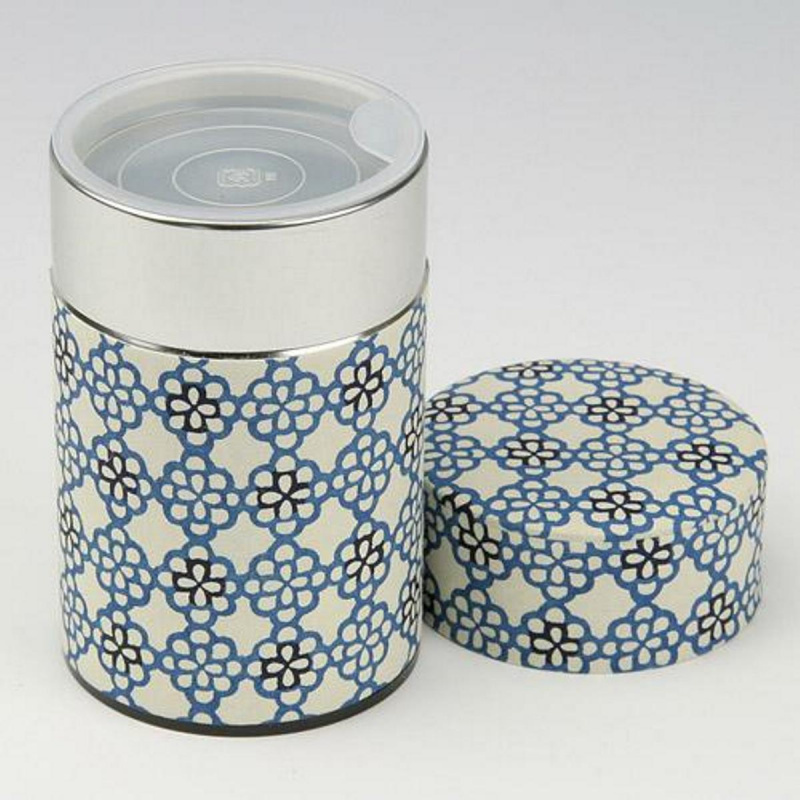 日本 傳統和紙 日本製 藍色繡球花 防潮茶葉罐【市集世界 - 日本市集】